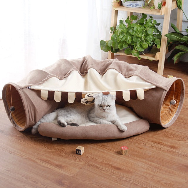 Interactive Collapsible Cat's Tunnel - Clicky Pet