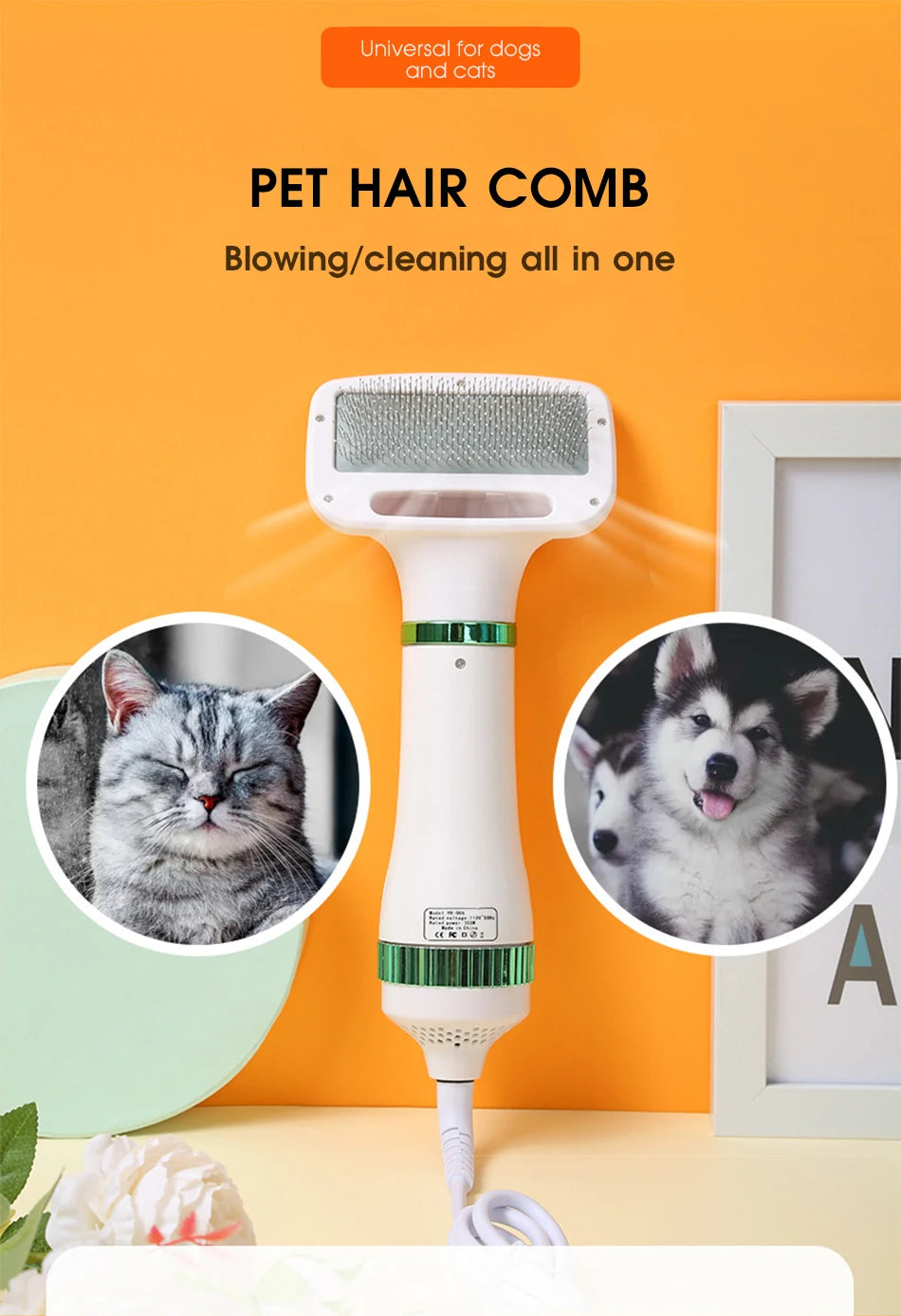 2-in-1 Pet Hair Dryer & Grooming Comb